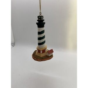Striped Lighthouse Ornament Nautical Coastal Beach House Tropical Christmas